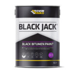 This image displays the front of the product which is a Everbuild Black Jack 901 Black Bitumen Paint – 5 Litre