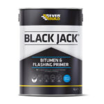 This image displays the front of the product which is a Everbuild Black Jack 902 Bitumen & Flashing Primer – 5 Litre