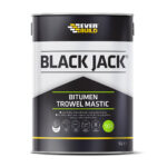 This image displays the front of the product which is a Everbuild Black Jack 903 Bitumen Trowel Mastic – 5 Litre