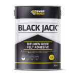 This image displays the front of the product which is a Everbuild Black Jack 904 Roof Felt Adhesive - 5 Litre