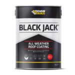 This image displays the front of the product which is a Everbuild Black Jack 905 All Weather Roof Coating – 5 Litre