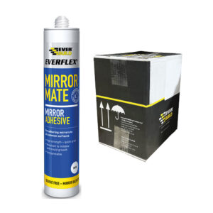 This image displays the front of the product which is a Everbuild Everflex Mirror Mate Adhesive - White 290ml (Box of 12)