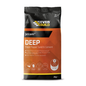This image displays the front of the product which is a Everbuild Jetcem Deep Rapid Repair Sand & Cement – 2kg