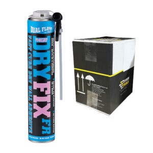 This image displays the front of the product which is a Everbuild Pinkgrip Dryfix FR – 750ml (Box of 12)