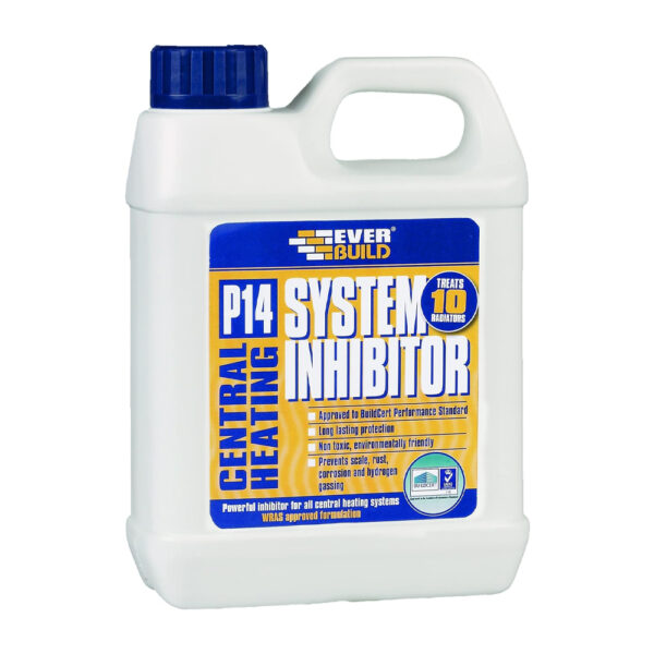 This image displays the front of the product which is a Everbuild P14 System Inhibitor – 1 Litre