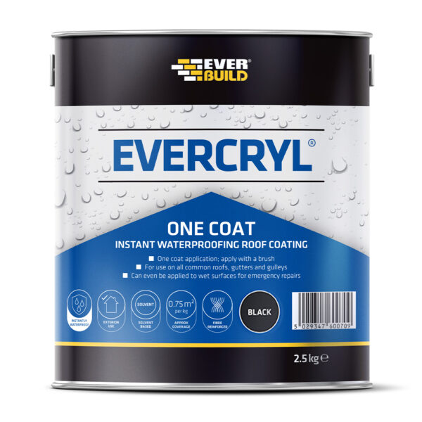 This image displays the front of the product which is a Everbuild Evercryl One Coat – 2.5kg