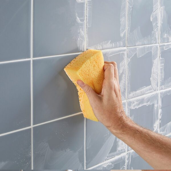 This image displays the Everbuild Forever White Powder Wall Tile Grout – In Application
