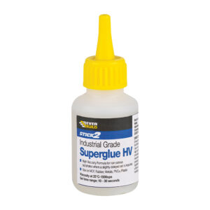 This image displays the front of the product which is a Everbuild Industrial Superglue HV – Clear 20g