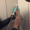This image is the Everbuild Showerproof Bathroom Silicone – In Application