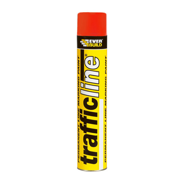 This image displays the front of the product which is aEverbuild Trafficline Spray Permanent – 700ml Red