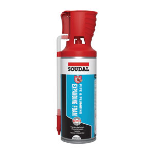 This image displays the front of the product which is a Soudal Gun Genius Pipe & Plumbing Foam – 300ml