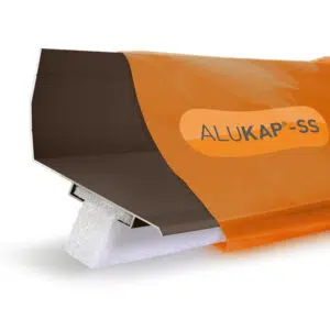 This image displays the front of the product which is a ALUKAP-SS Top Wall Flashing Brown