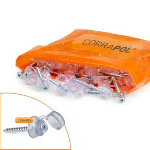 This image displays the front of the product which is a Corrapol Clear 60mm Superior Flexible Fixings