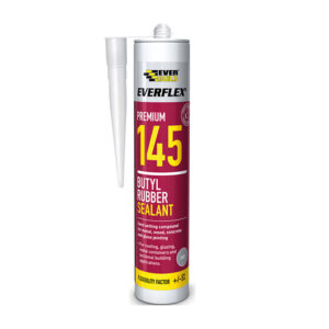 This image displays the front of the product which is a Everflex Premium 145 Butyl Rubber Sealant - Grey 300ml