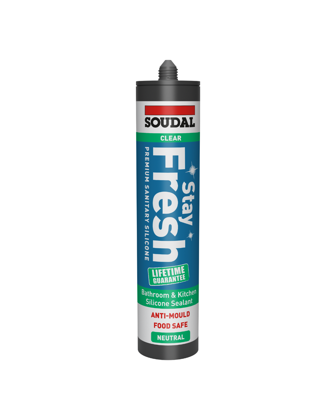 Soudal Neutral Stay Fresh Sanitary Silicone Sealant – Clear 300ml