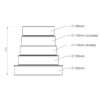 This image displays the diagram for the product Timloc Multi Stepped Duct Adaptor (Fits 100-110-125-150mm Duct) it highlights which part of the adapter fits what.