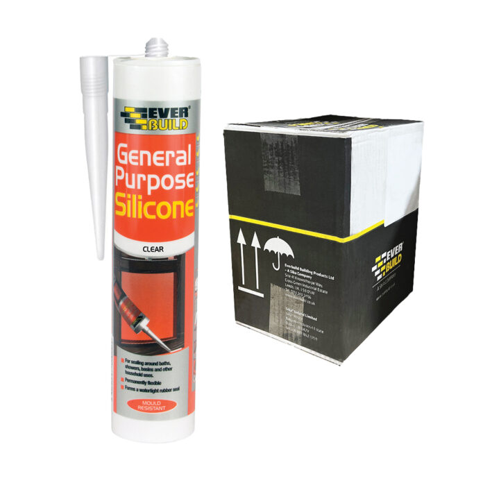 6 X Everbuild GPSBK Universelles Silikon-Dichtmittel, Schwarz, 280 Ml