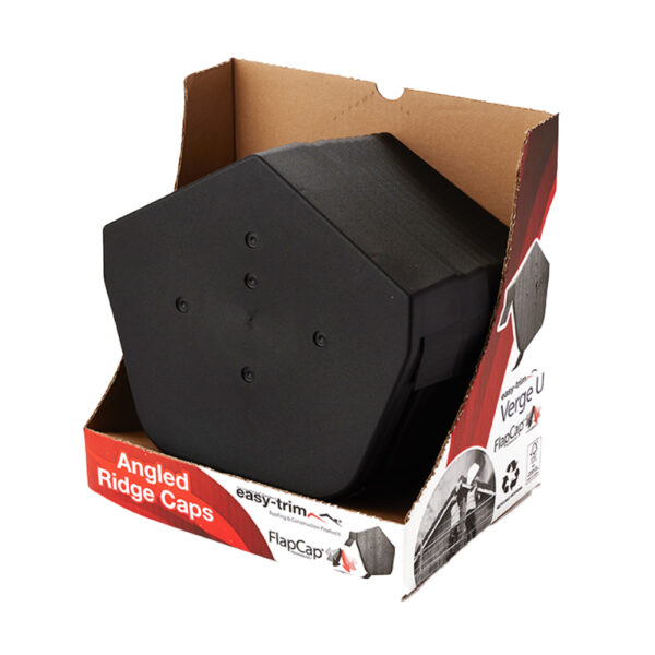 This image displays the Easy-Trim End Cap Angled - Black (Box of 10)