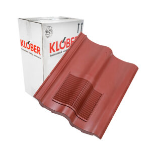 This image displays the front of the product which is a Klober Double Pantile Vent - Antique Red KG9858-3-0116 (Box of 10).