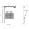 This image displays the diagram for the product Timloc Non-Profile Tile Vent, it contains technical information such as width, depth and length.