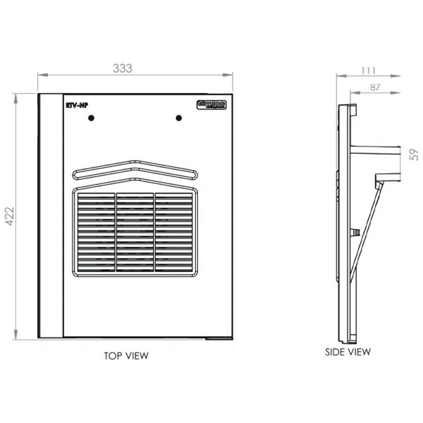 This image displays the diagram for the product Timloc Non-Profile Tile Vent, it contains technical information such as width, depth and length.