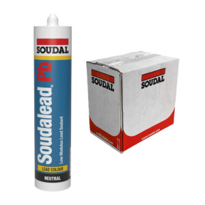 This image displays the front of the product which is a Soudal Soudalead PB Lead Sealant - Grey 300ml (Box of 12)