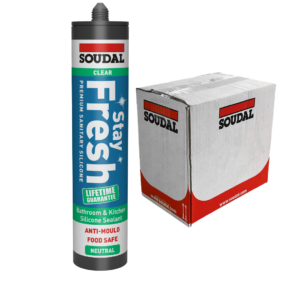 Soudal Neutral Stay Fresh Sanitary Silicone Sealant – Clear 300ml (Box of 12)