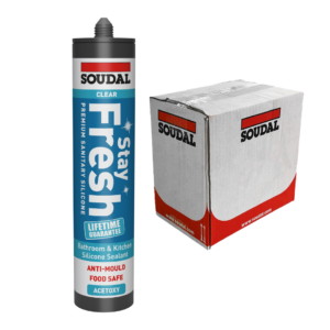Soudal Acetoxy Stay Fresh Sanitary Silicone Sealant – Clear 290ml (Box of 12)