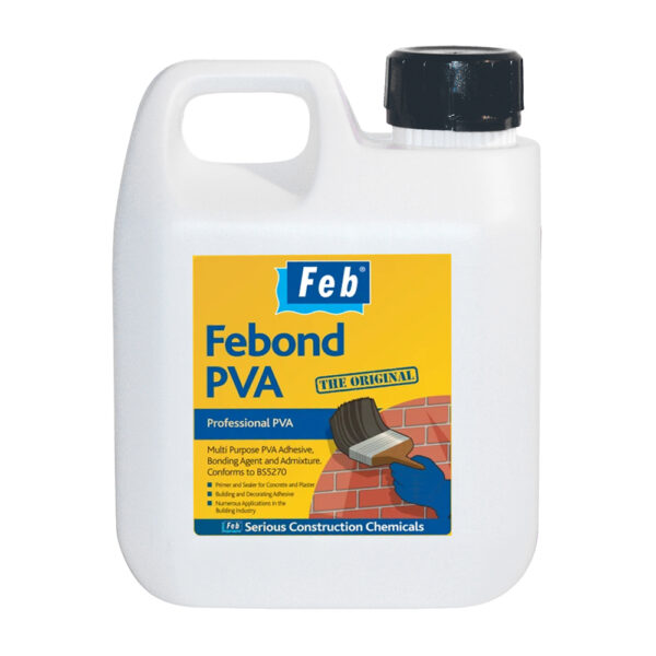 This image displays the front of the product which is a Everbuild Febond PVA - 1L
