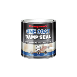 This image displays the front of the product which is a Thompson's One Coat Damp Seal - White 250ml