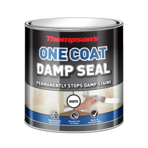 This image displays the front of the product which is a Thompson's One Coat Damp Seal - White 750ml