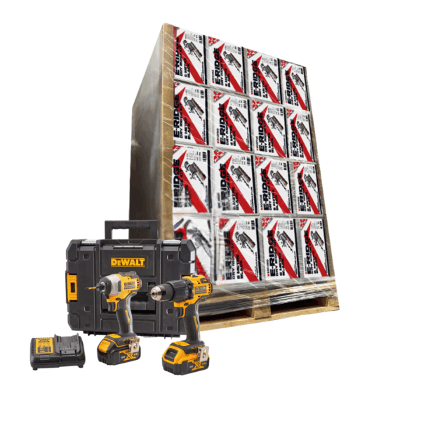 84 x ERidge Dry Fix Ridge System + DeWalt XR Combi Drill & Impact Driver Twin Pack