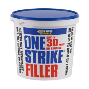 This image displays the front of the product which is a Everbuild One Strike Filler - White 5L