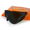 This image displays the front of the product which is a Aluflow Gutter Deepflow 90 Deg External Angle Black