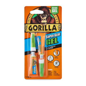 This image displays the front of the product which is a Gorilla Super Glue Gel Twin Pack - Clear 3g