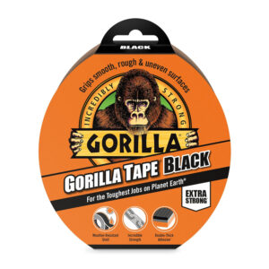 This image displays the front of the product which is a Gorilla Tape - Black (48mm x 11m)