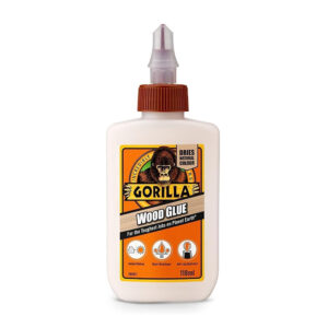 This image displays the front of the product which is a Gorilla Wood Glue - Brown 118ml