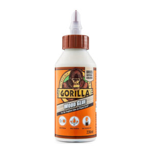 This image displays the front of the product which is a Gorilla Wood Glue - Brown 236ml