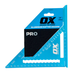 This image displays the front of the product which is a OX Pro Aluminium Metric Rafters Square - 180mm