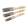 This image displays the OX Trade 3 Piece Paint Brush Set - 25.38.50mm displayed