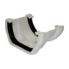 This image displays the front of the product which is a FloPlast Half Round Square Line Gutter Adaptor - White