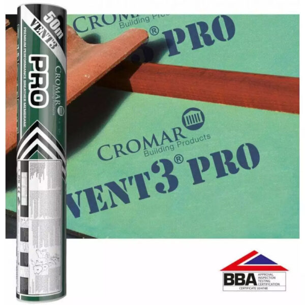 12 x Cromar Vent 3 Pro Breathable Membrane 1m x 50m