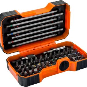Bahco 59/S54BC 54 Piece Colour-Coded Screwdriver Bit Set | Professional 1/4" Hex Bit Set with Magnetic Holders