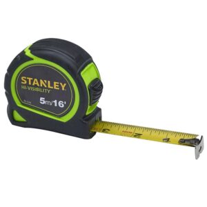 Stanley Hi-Viz Tylon Tape Measure 5m / 16ft | 19mm Metric & Imperial Measuring Tape
