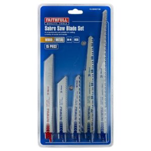Faithfull FAISBSSET15M 15 Piece Reciprocating Sabre Saw Blade Set