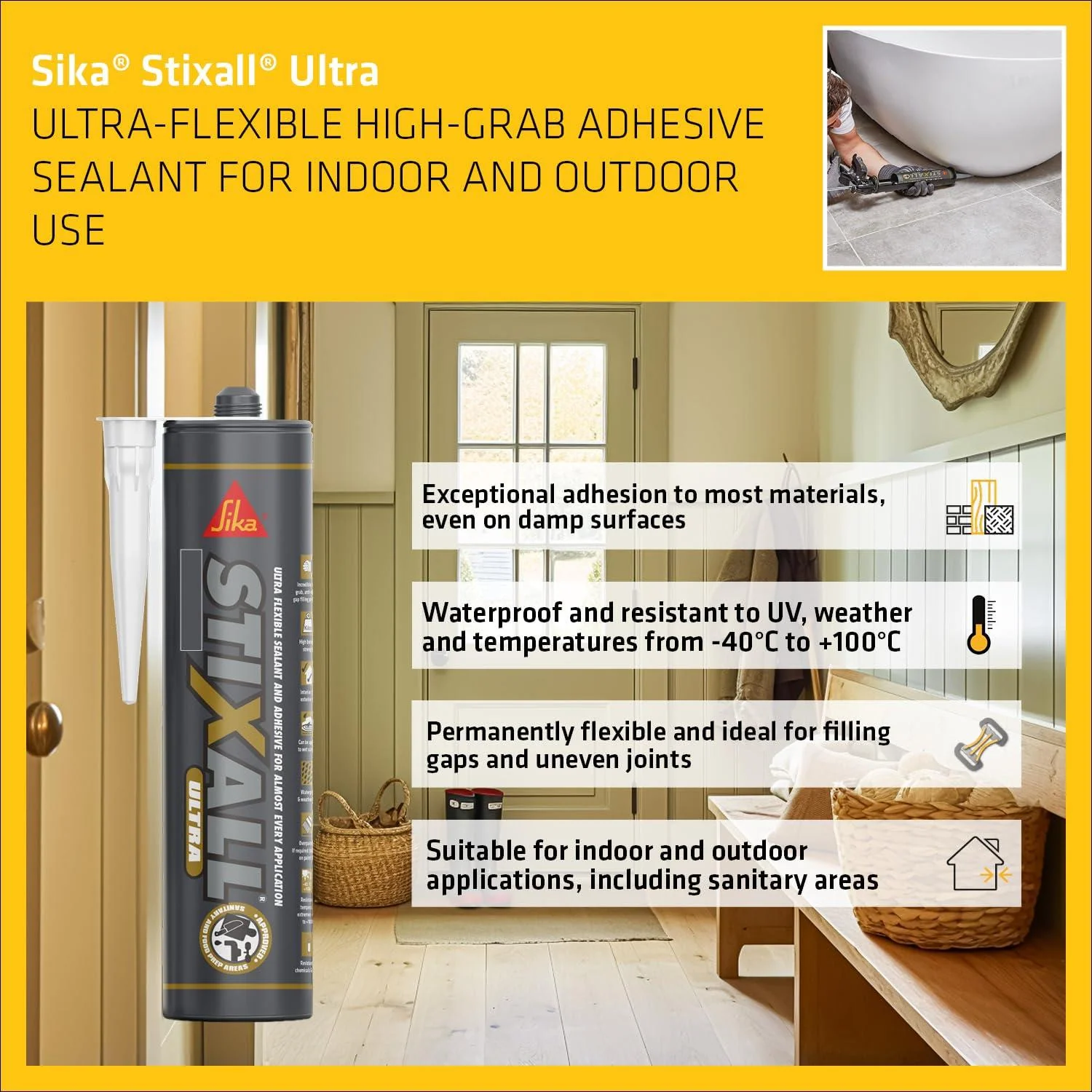 Sika Stixall Ultra Adhesive & Sealant Crystal Clear 300ml